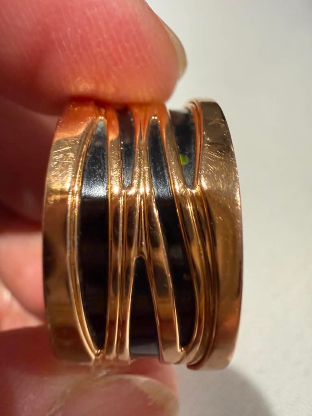 Bvlgari B.zero1 ring 18k rose gold with black ceramic size 59